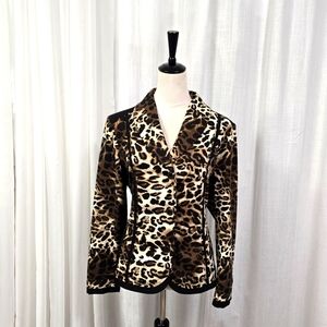 Chicos Leopard Print Women's  Fitted‎ Lady Jacket Size 2 Office Siren